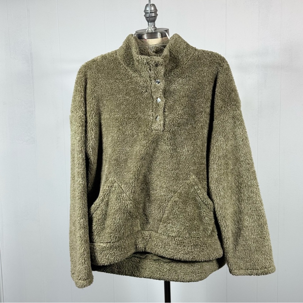 amazon Cozy Olive Green Fleece Pullover